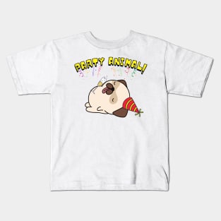 Party Animal Drunk Pug Kids T-Shirt